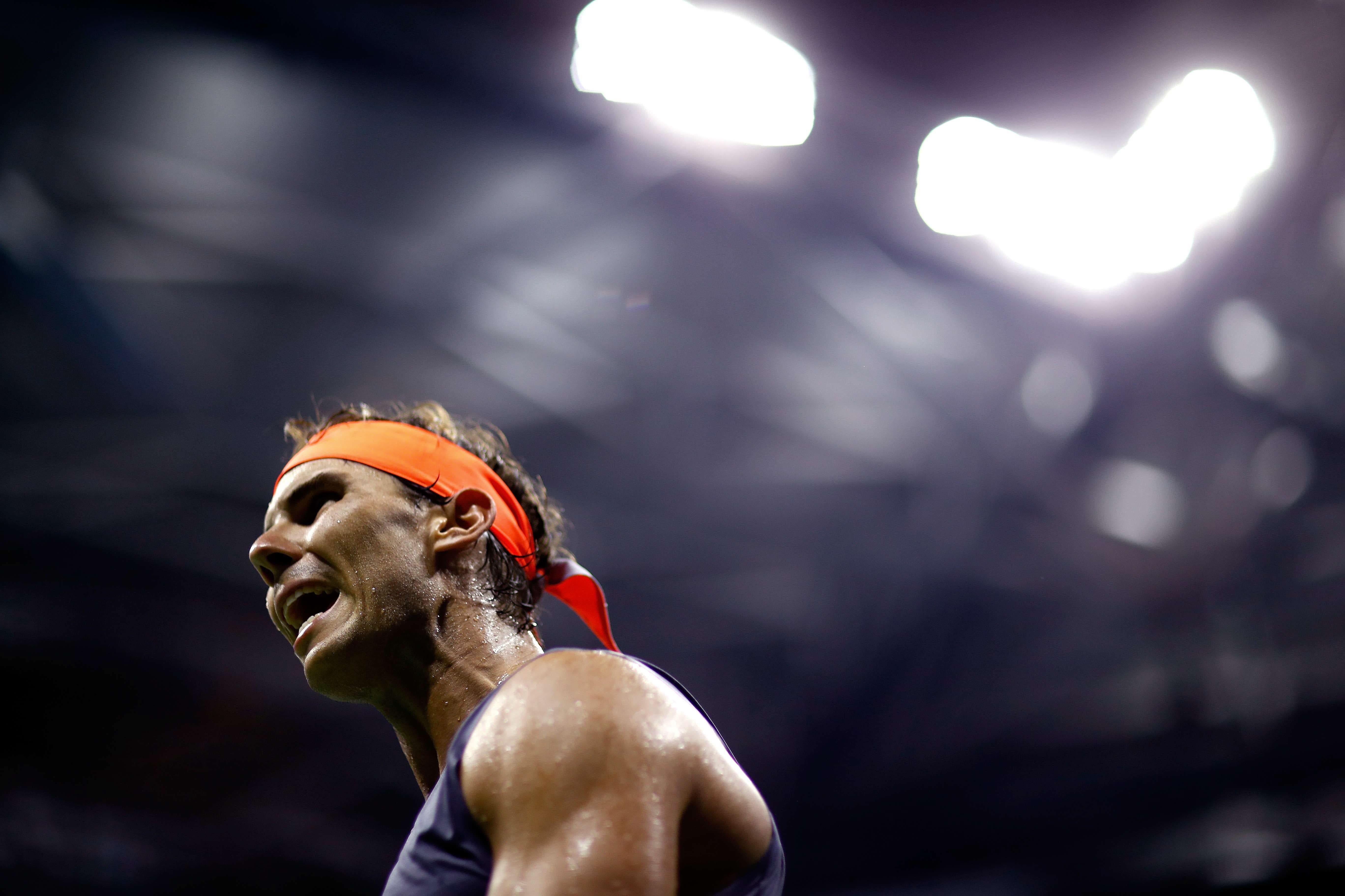 Nadal reacciona durante el partido de cuartos de final del US Open 2018 contra Dominic Thiem, en el USTA Billie Jean King National Tennis Center de Nueva York.