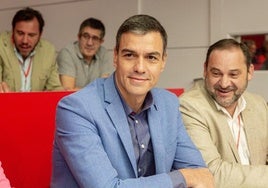 Pedro Sánchez y José Luis Ábalos en un comité federal del PSOE en 2019