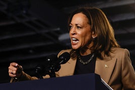 Kamala Harris, durante un mitin.