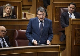 Aitor Esteban, durante una sesión de control al Gobierno