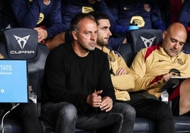 Hansi Flick, durante el duelo ante el Sevilla.