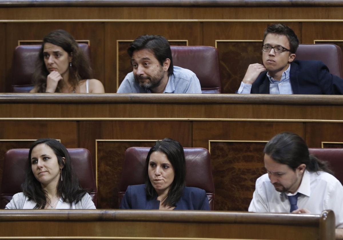 Errejón, en la bancada de Podemos en 2017.