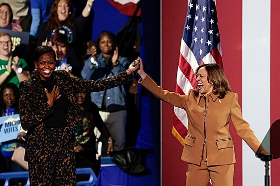 Michelle Obama y Kamala Harris en Kalamazoo.