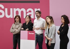 Rueda de prensa de Sumar el pasado sábado para anunciar las decisiones de la Ejecutiva.