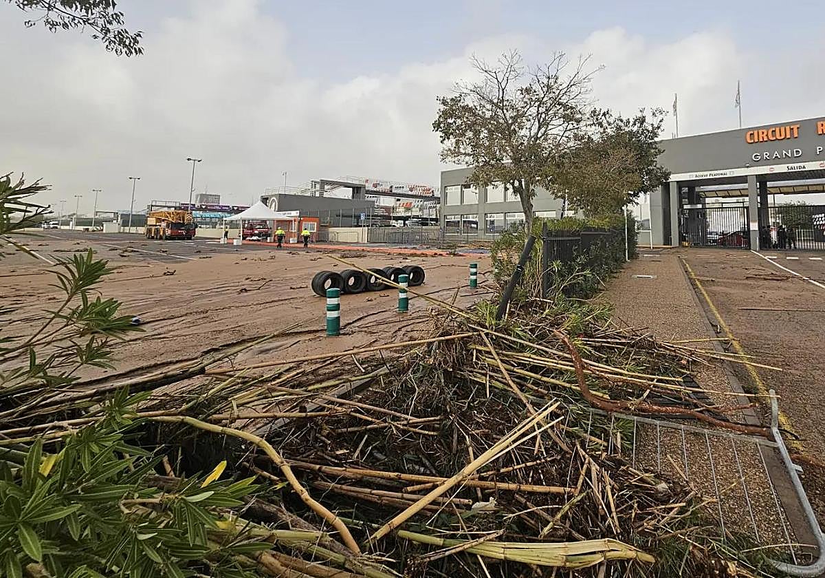 Accesos al Circuito Ricardo Tormo de Cheste tras el paso de la DANA