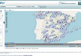 El mapa de la DGT destaca numerosos incidentes en las carreteras