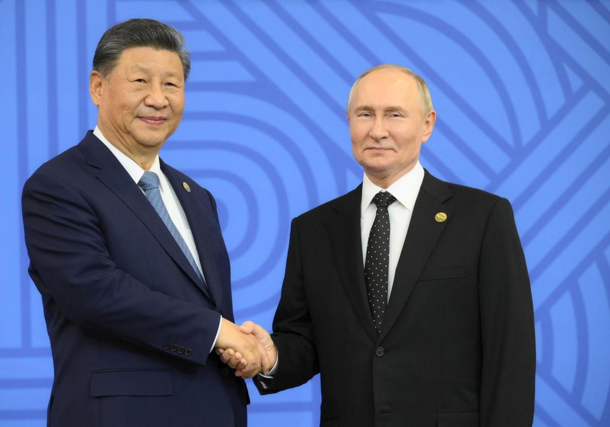 El presidente chino, Xi Jinping, y su homólogo ruso, Vladímir Putin, la semana pasada en la cumbre de los BRICS.