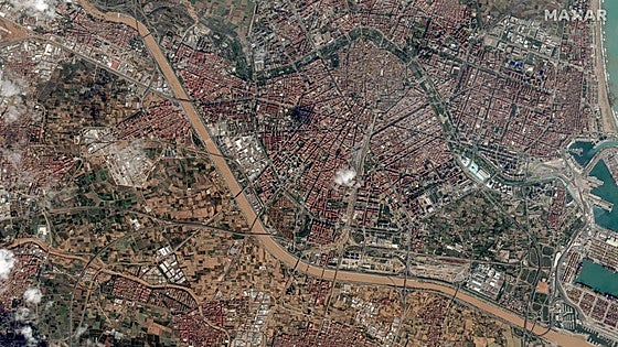 La devastación de la DANA en Valencia, a vista de satélite