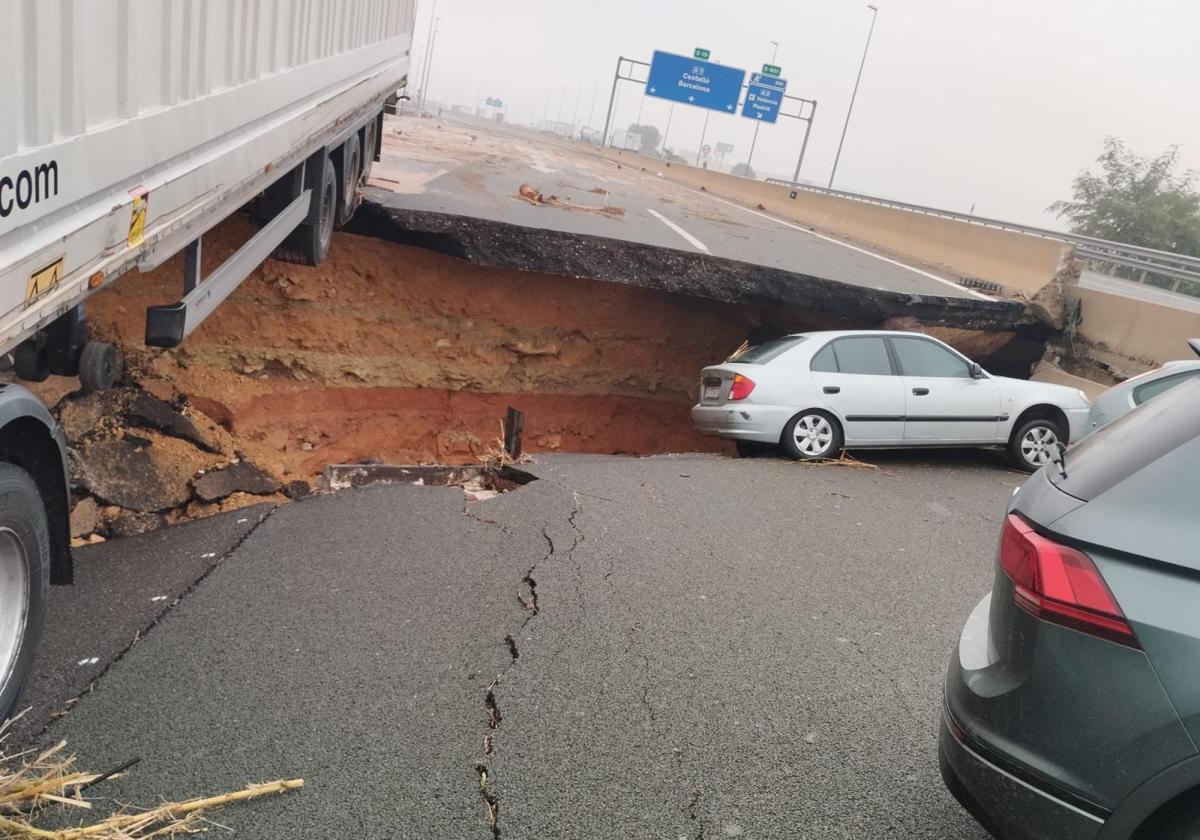 Estado en el que se encuentra el denominado 'Bypass de Valencia' de la A-7, sentido Alicante