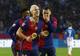 El doblete de Dani Olmo en la victoria del Barcelona ante el Espanyol