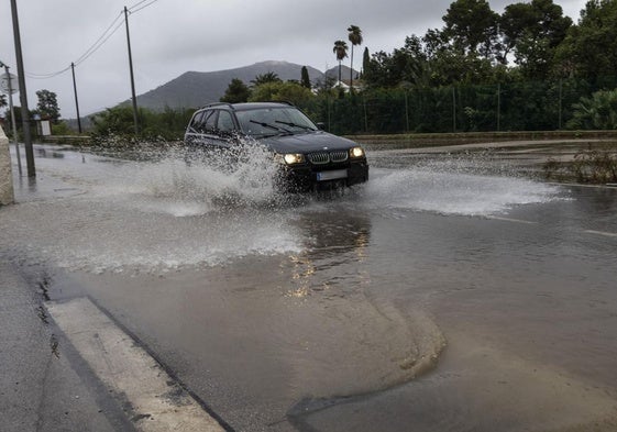 Carreteras inundadas este domingo en la Región de Murcia.