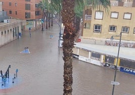 Calles anegadas en Puerto de Mazarrón (Región de Murcia).