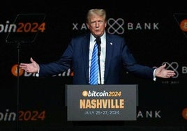 Donald Trump, durante un acto de apoyo a las criptomonedas en julio de 2024.