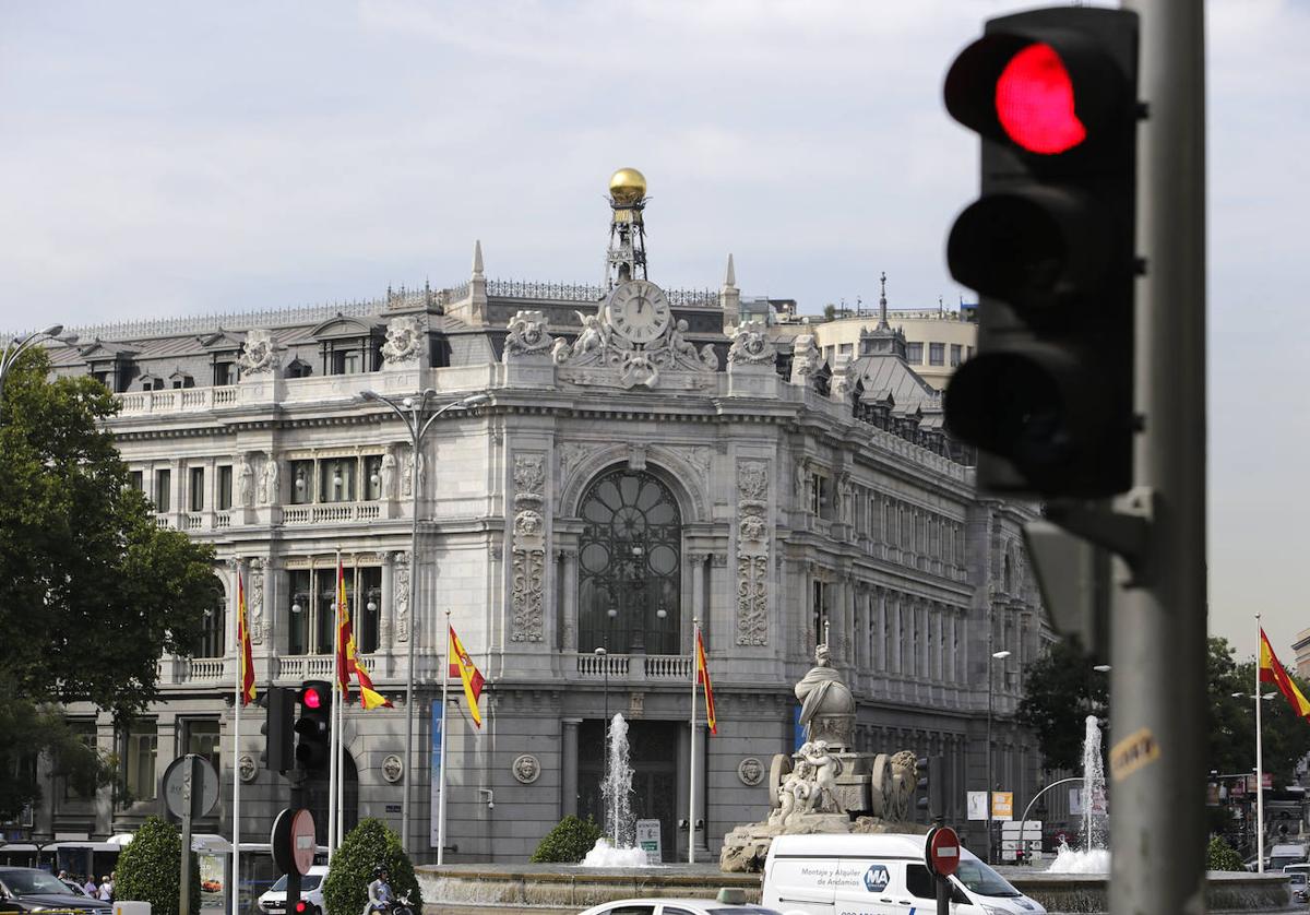 Fachada principal del Banco de España en Madrid.