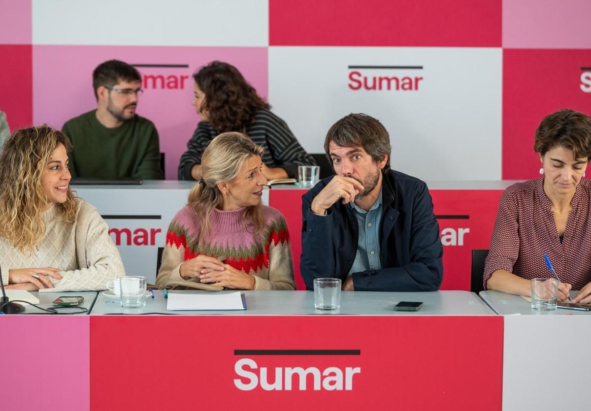 Reunión del grupo coordinador de Sumar este domingo en Madrid.