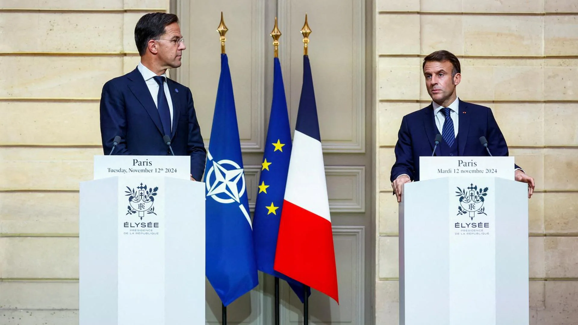 Macron ve Rutte, Ukrayna'ya desteğin “mutlak bir öncelik” ve “acil” olduğunu savunuyor