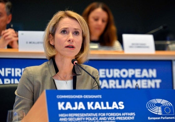 La estonia Kaja Kallas durante el examen en el Parlamento Europeo para el cargo de Alta Representante de la UE este martes.