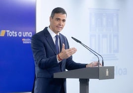 El presidente del Gobierno, Pedro Sánchez, durante una rueda de prensa posterior a la reunión del Consejo de Ministros.