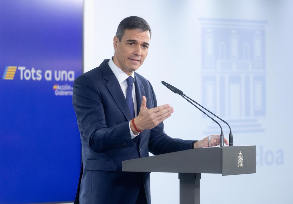 El presidente del Gobierno, Pedro Sánchez, durante una rueda de prensa posterior a la reunión del Consejo de Ministros.