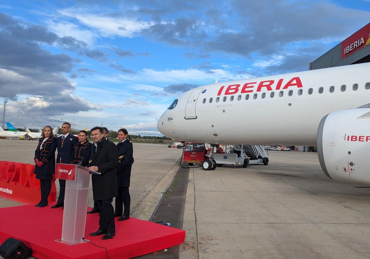 El presidente de Iberia presenta el Airbus A321 XLR en Madrid.