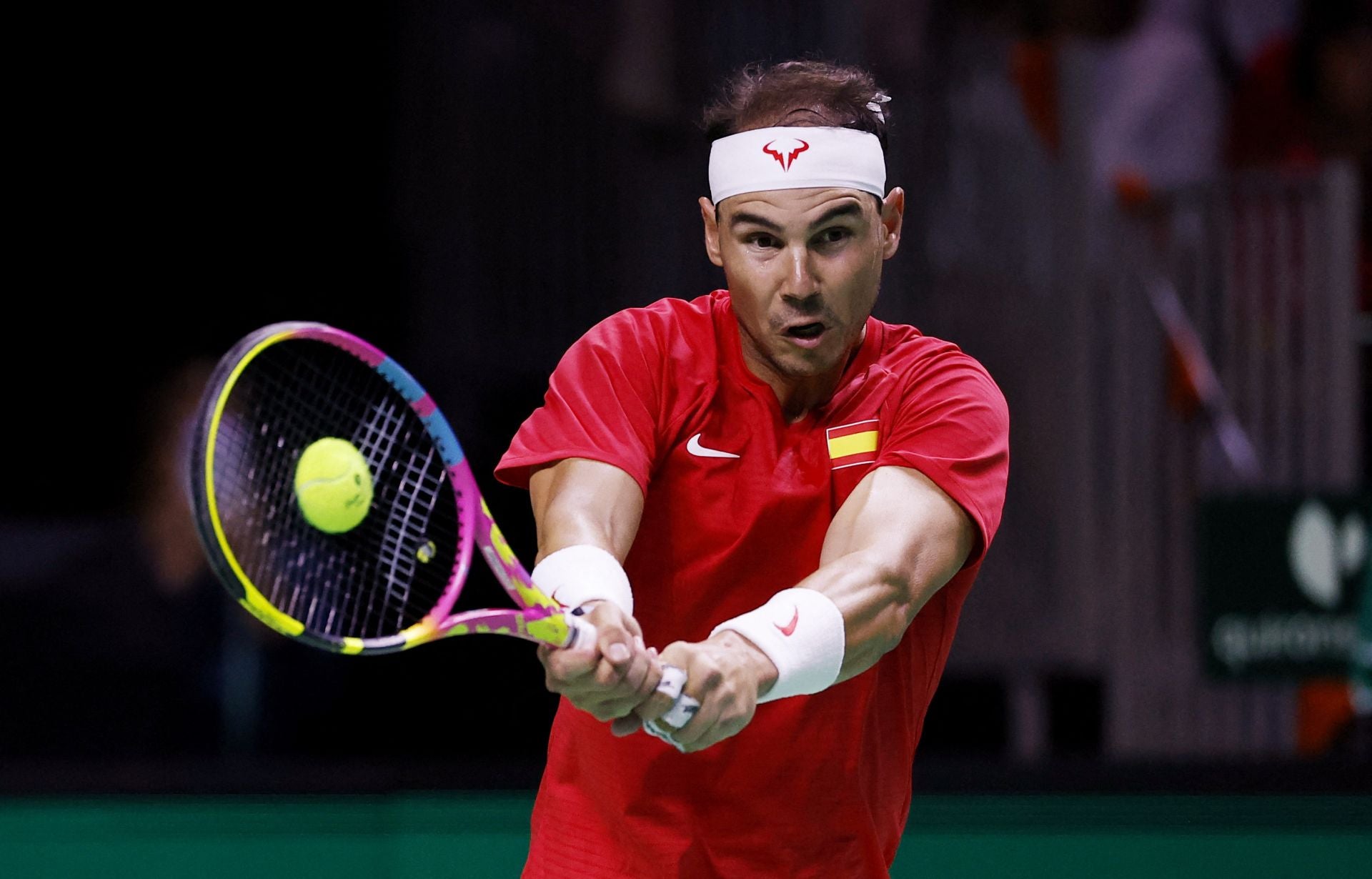 Rafa Nadal resta una bala en los primeros compases del duelo ante el neerlandés Botic van de Zandschulp.