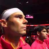 La emoción de Rafa Nadal al escuchar el himno de España en la Copa Davis