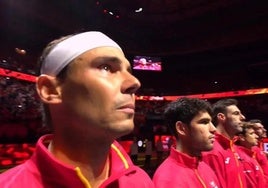 La emoción de Rafa Nadal al escuchar el himno de España en la Copa Davis