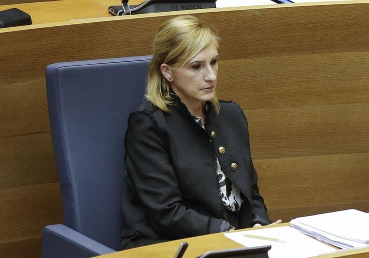 Salomé Pradas en la comparecencia de Mazón el pasado viernes.