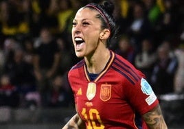 Jenni Hermoso celebra el gol del triunfo de España ante Italia en la pasada Liga de Naciones