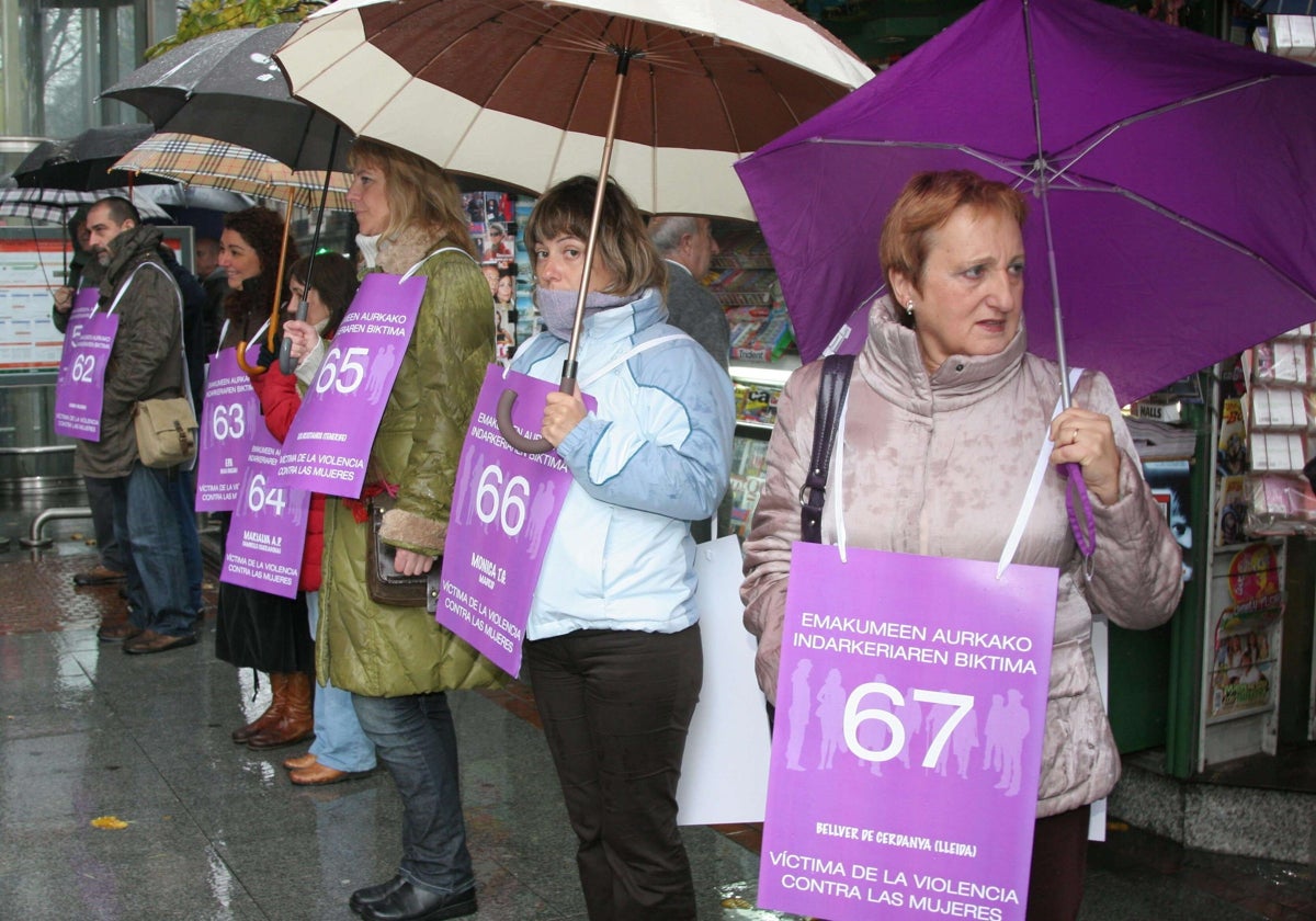 Una protesta en Bilbao contra la violencia de género y los asesinatos machistas.