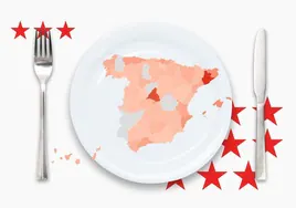 El mapa de los restaurantes con estrella Michelin por provincias