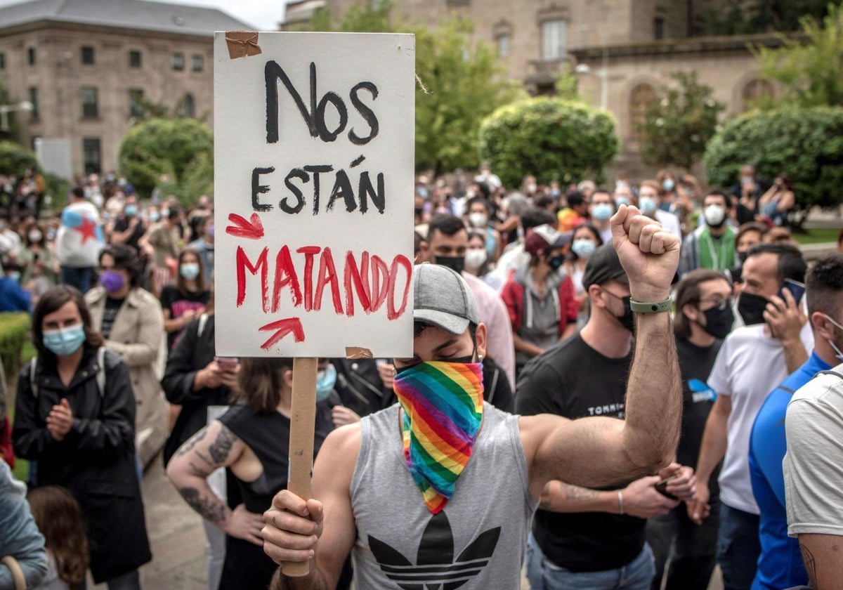 Protesta por el asesinato de Samuel Luiz, ocurrido en La Coruña en 2021.