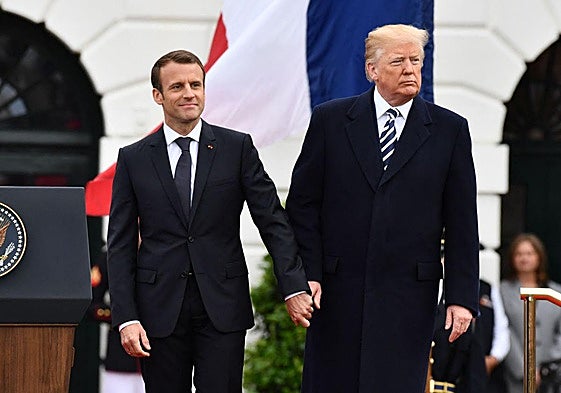 Emmanuel Macron y Donald Trump, durante una visita oficial del presidente francés a Washington, en 2018.