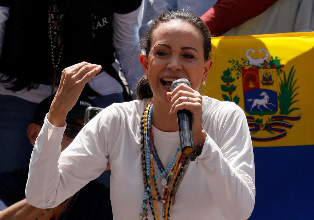 María Corina Machado, durante un discurso a sus seguidores.