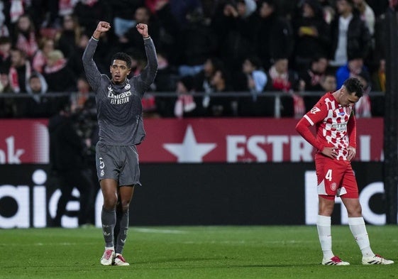 Jude Bellingham celebra su gol al Girona en Montilivi.