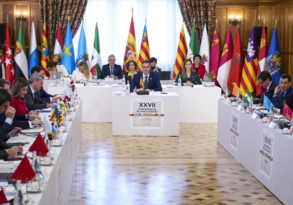 El presidente del Gobierno, Pedro Sánchez, durante la XXVII Conferencia de Presidentes.