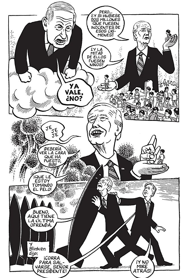 Una página del álbum 'La guerra de Gaza'.