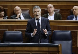 El ministro Fernando Grande-Marlaska interviene este miércoles en el Congreso.