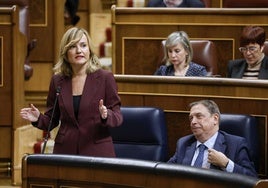 a ministra de Educación, Formación Profesional y Deportes y portavoz del Gobierno, Pilar Alegría, interviene durante la última sesión de control del año en el Congreso, este miércoles