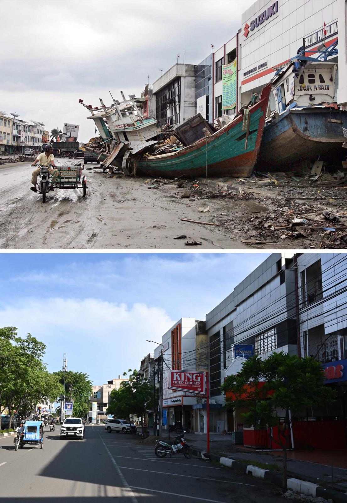 El antes y después en la isla indonesia de Sumatra tras el devastador tsunami de 2004