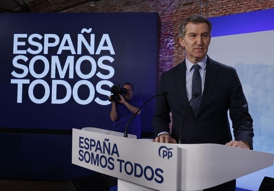 Alberto Núñez Feijóo, presidente del PP, durante su intervención de este viernes.