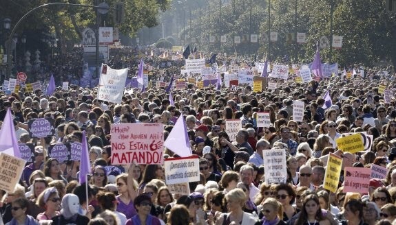 Manifestación en Madrid contra la violencia de género.