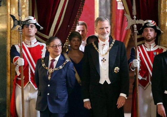 El Rey con el presidente de Colombia, Gustavo Petro, el último visitante de Estado recibido en España.