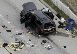 Vehículo usado en su huida por Syed Farook y Tashfeen Malik, pareja que asesinó a 14 personas en un tiroteo en San Bernardino.