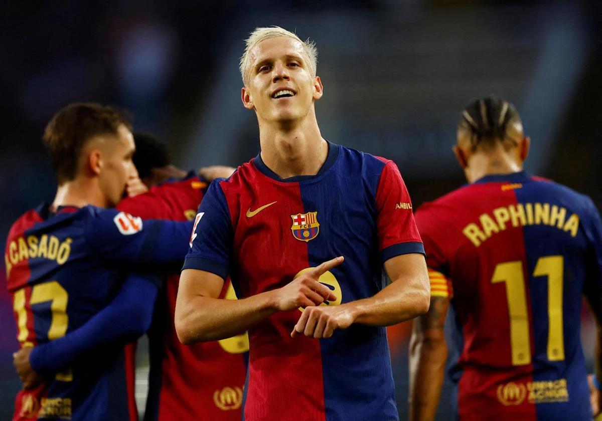 Dani Olmo celebra un gol.