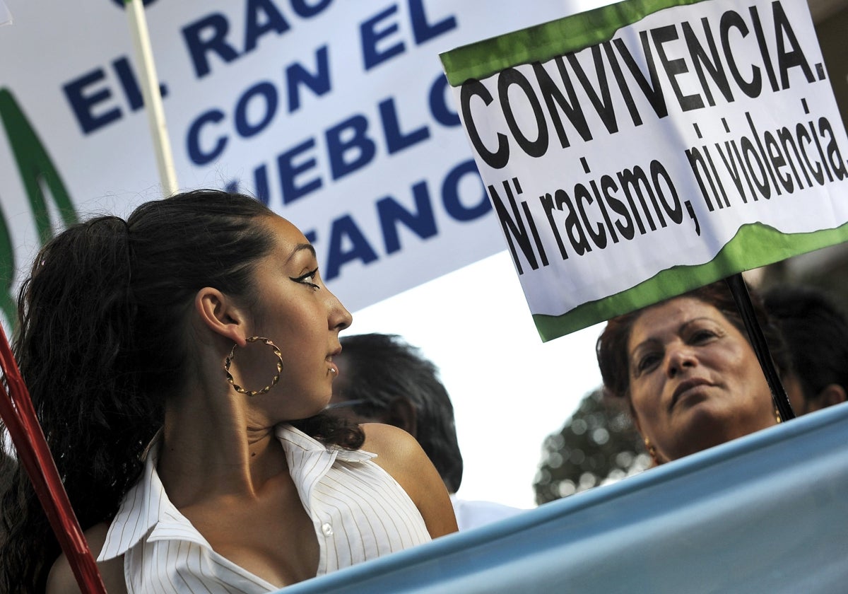 Una manifestación en favor de los derechos del pueblo gitano.