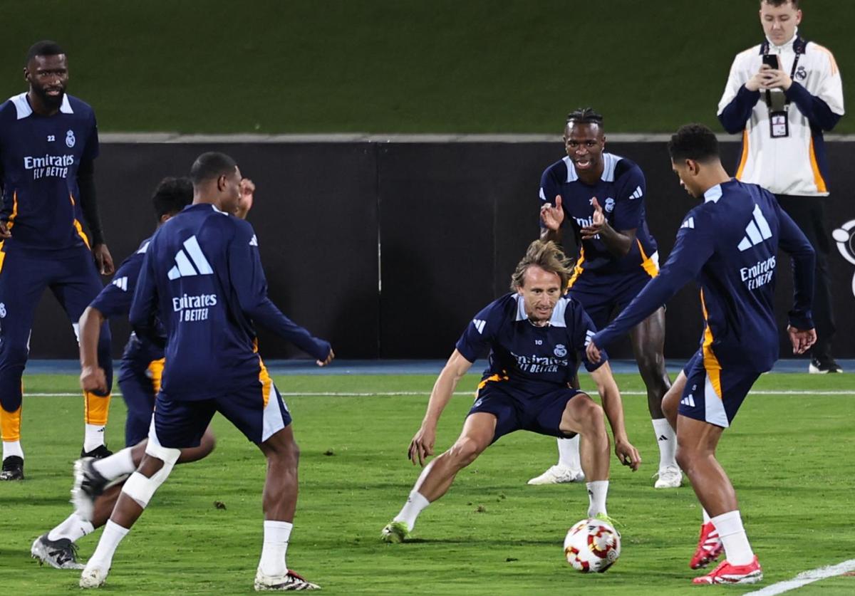 Luka Modric, en el entrenamiento previo a la semifinal de la Supercopa