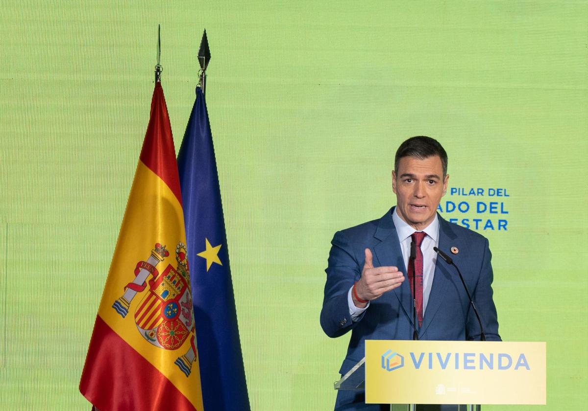 El presidente del Gobierno, Pedro Sánchez, interviene durante el foro 'Vivienda, quinto pilar del Estado del Bienestar'