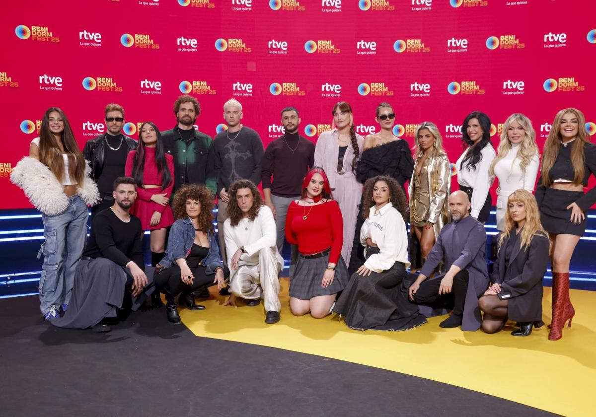 Los 16 participantes del Benidorm Fest 2025.