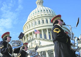 Ensayo de la banda militar frente al Capitolio de cara a la investidura de Trump.